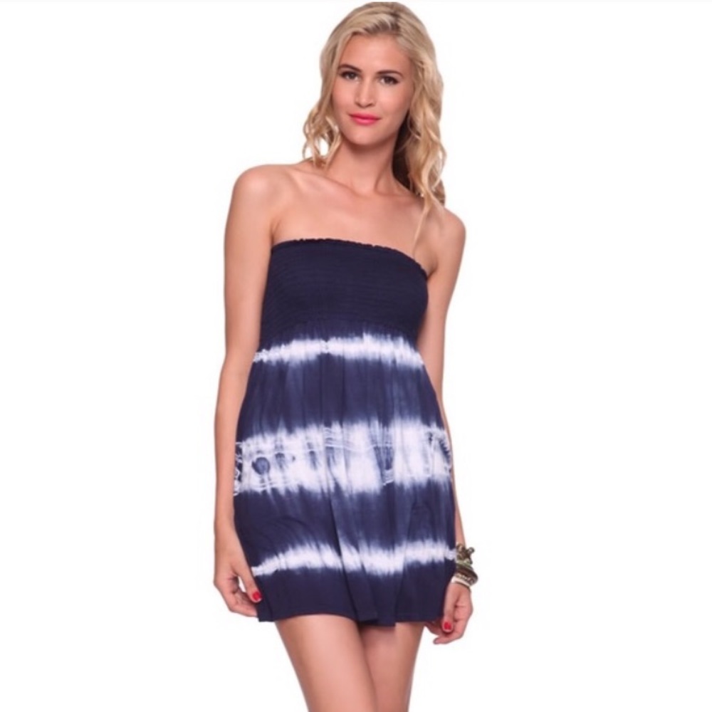 Smoked Tie Dye Strapless Dress